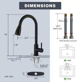 Canilla monocomando acero inoxidable negro con pico flexible – SK