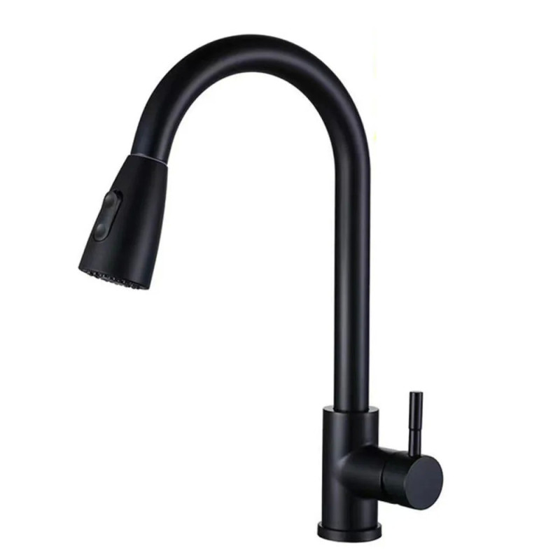 Canilla monocomando cocina pico cisne extensible (Negro)